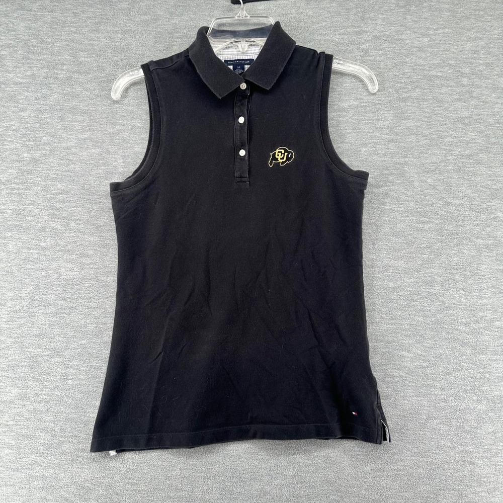 Tommy Hilfiger Polo Womens S Black CU Buffaloes Sleeveless Embroidered Logo Top